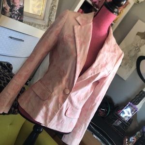 Pink denim floral blazer